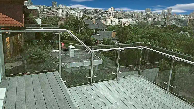 нержавейка стекло, стеклянные перила, перила из стекла